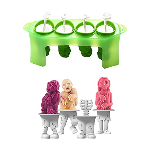 Eisformen BPA Frei, Eisformen Silikon, Popsicle Formen Set, 4 Eisform EIS Am Stiel, Kreative Cartoon-Eisform, Schneemann, Indianer, Zombie Hausgemachte Silikon-EIS Am Stiel-Form von Foliner