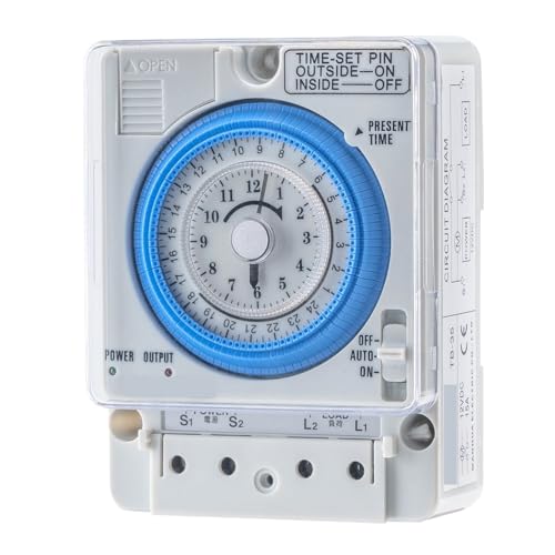 Folisila Mechanischer Zeitregler 24H 12VDC 15A Din-Schienen-Zeitschalter TB35 Analoger Zeitschalter Folisila Mechanischer Zeitregler 24H 12VDC 15A Din-Schienen-Zeitschalter TB35 Analoger Zeitschalter von Folisila
