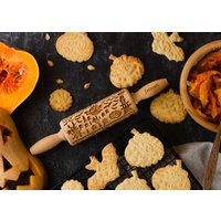 Halloween City Graviert Nudelholz Für Kekse, Prägen Nudelholz, Durch Laser, Stempel Cookies von FolkRoll