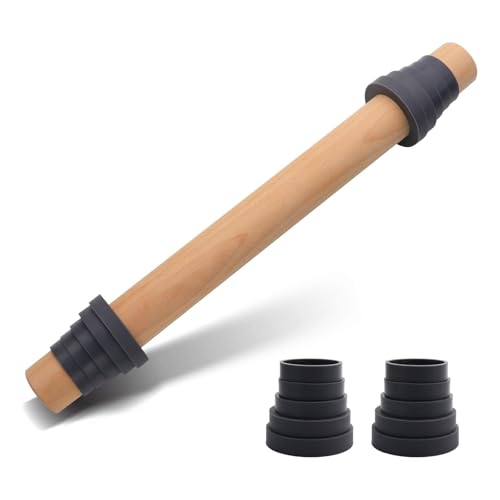 Super Kitchen Nudelholz aus Holz, mit dicken Ringen zum Backen, antihaftbeschichtet, mit Abstandshalterbändern für Kekse, Kuchenkruste, Gebäck, Fondant und Brot von Folksy Super Kitchen