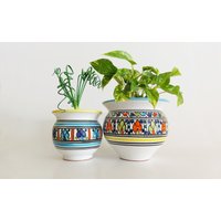 Keramik Blumentöpfe | Mini Übertopf 2 Kleine Sukkulenten Übertöpfe Minimalistisch Boho Drinnen Draußen Garten von FollowTheDunes