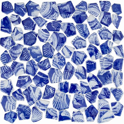 Folmywy 500g Schüttgut Keramik Mosaik Fliesen Gebrochen Blaue und Weiße Porzellan Bunte Glasierte Scherben Dekoration Küche Badezimmer Heim Deko DIY Handwerk von Folmywy