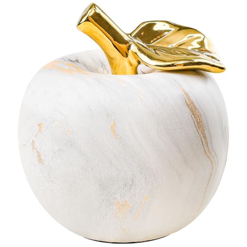 Folmywy Keramik Apfel Dekoration 12,7 cm Porzellan Moderne Weiße Kunstfrucht mit Goldstiel Kreative Wohnaccessoires für Weihnachtsdekoration Bücherregal Büro Dekoration Tischdekoration Folmywy Keramik Apfel Dekoration 12,7 cm Porzellan Moderne Weiße Kunstfrucht mit Goldstiel Kreative Wohnaccessoires für Weihnachtsdekoration Bücherregal Büro Dekoration Tischdekoration von Folmywy