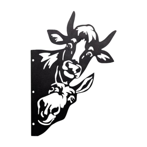 Folpus 2D Peeping Metall Kunst Silhouette Garten Ornament Ausschnitt Zeichen für Hinterhof Zaun, Kuh Und Esel von Folpus