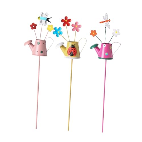Folpus 3 stück Garten Stakes Topfpflanze Ornament Blumentopf Dekorationen für Gewächshäuser, Gießkanne von Folpus