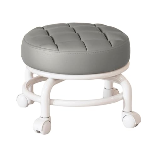 Folpus 360° drehbarer Hocker mit niedrigem Rollensitz, Hocker mit Riemenscheiben, Hocker für kleine Kinder und Erwachsene, vielseitig einsetzbar, leicht zu, grau von Folpus