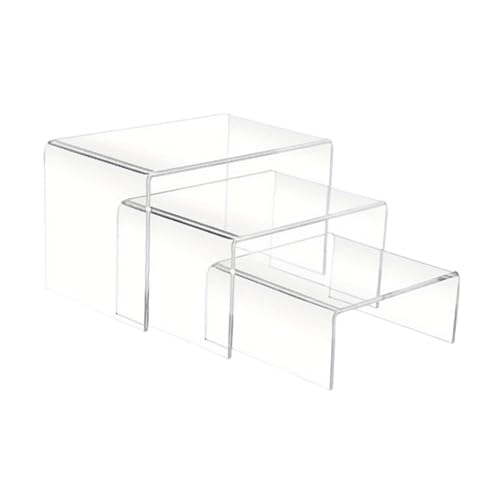 Folpus 3X Acryl Display Stand Display Riser Multifunktionale Stepped Display Rack Regal für Action Figur Sammlerstücke Kosmetik, transparent von Folpus