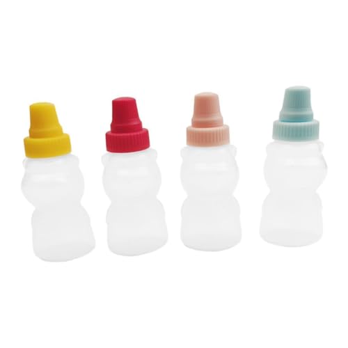 Folpus 4 Stück Honig-Senf-Quetschflaschen, Mini-Ketchup-Flaschen, Tomaten-Ketchup-Gewürze, zusammendrückbares Glas für Erwachsene und Kinder von Folpus