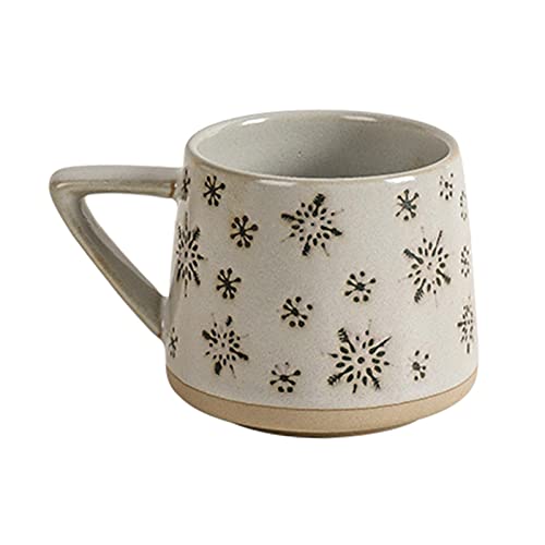 Folpus 400 Ml Porzellantassen mit Teetasse für Haferflocken Kaffee Milch, Schneeflocke von Folpus