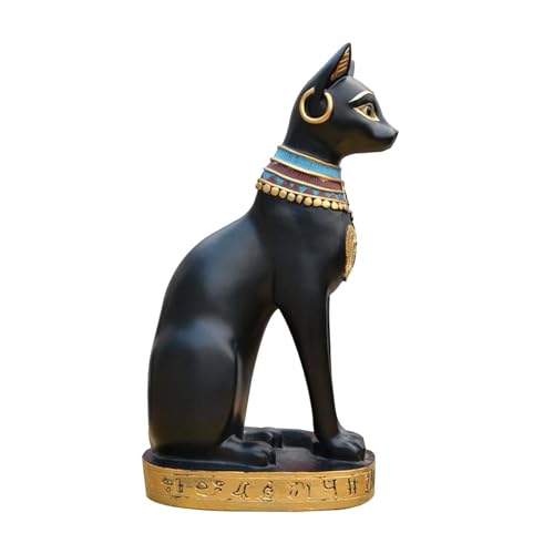 Folpus Ägyptische Katzen-Ornament-Statue, Baster-Göttin, Figur für Zuhause, Bar, Büro, Tischplatte, L von Folpus