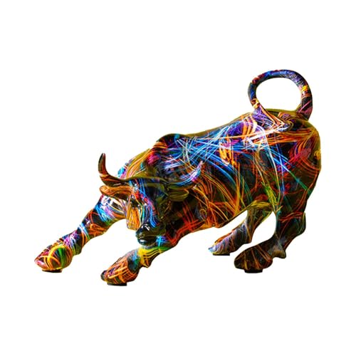 Folpus Bullenstatue, dekorative Figur, Tierskulptur, Tischdekoration für Bücherregal, Wohnzimmer, Büro, Schreibtisch, Heimdekoration, C von Folpus