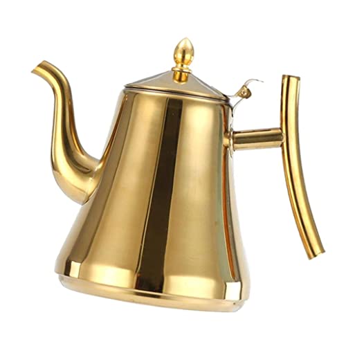 Folpus Camping Angeln Teekessel mit Infuser Küche Edelstahl Kaffee Und Teekanne Golden 1L/1.5L/2L, 1,5 l von Folpus