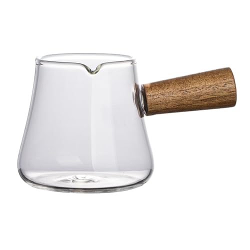 Folpus Espresso-Messbecher, Soßenkrug, Anti-Verbrühungsgriff, Bequeme Kaffee- und Milchbecher aus Glas mit Holzgriff für Barkeeper, 110ml von Folpus