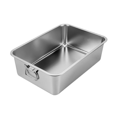 Folpus Große Katzentoilette Edelstahl, 40×30×10 cm, Edelstahl-Katzentoilette, Katzentoilette aus Metall, Keine Gerüche, Fleckenfreie Katzentoilette für Kätzchen Kaninchen kleine Haustiere, 40×30×10 cm von Folpus
