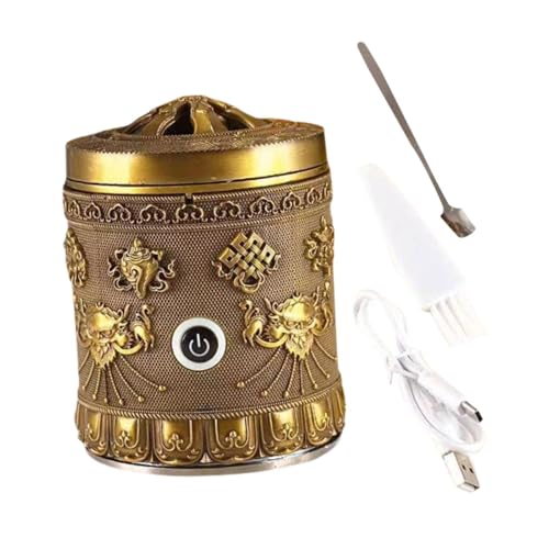 Folpus Legierung Räuchergefäß Dekor USB wiederaufladbar Einweihungsgeschenk Tischdekoration Ornament Räucherstäbchenhalter für Teetisch SPA, Bronze von Folpus