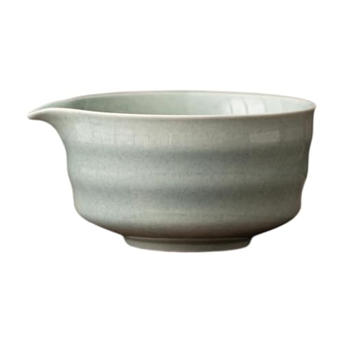 Folpus Matcha-Schüssel aus Keramik, handgefertigt, Tasse für grünen Tee mit Ausgießer, 500 ML, traditionelle japanische Matcha-Schüssel für Freunde, Hellgrün von Folpus
