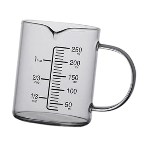 Folpus Messbecher aus Glas, Messbecher, multifunktional, stabil, mit Griff, Messbecher mit Skala für Restaurant, Küche, Haushalt, 250 ml Folpus Messbecher aus Glas, Messbecher, multifunktional, stabil, mit Griff, Messbecher mit Skala für Restaurant, Küche, Haushalt, 250 ml von Folpus