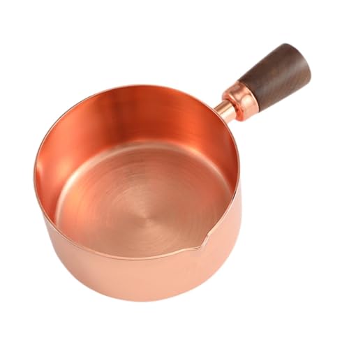 Folpus Mini-Saucentopf mit Holzgriff, Messbecher mit seitlichem Ausguss, Kaffee-Milchwärmer, antihaftbeschichteter Edelstahl für Butter, Bratensoße, 125 Ml von Folpus