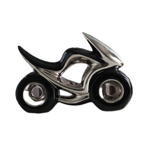 Folpus Motorrad Figur Motorrad Statue Geschenk Motorrad Ornament Motorrad Skulptur für Wohnzimmer, Schwarzes Silber von Folpus
