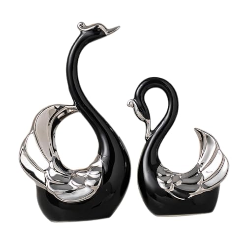 Folpus Porzellanfiguren mit Schwanenpaar, Statuen, Tischdekoration, modernes Sammlerstück, Kunsthandwerk für Fernsehständer, Kamin, vielseitig einsetzbar, Schwarz Folpus Porzellanfiguren mit Schwanenpaar, Statuen, Tischdekoration, modernes Sammlerstück, Kunsthandwerk für Fernsehständer, Kamin, vielseitig einsetzbar, Schwarz von Folpus