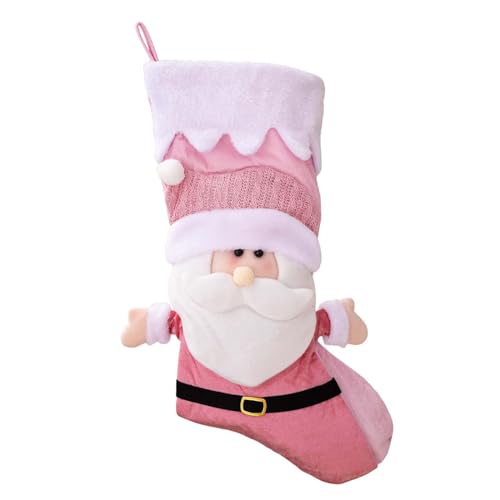 Folpus Rosa Weihnachtsstrumpf, Süßigkeiten-Geschenktüte, Kamin-Weihnachts-Hängestrümpfe, Leckerli-Beutel, Weihnachtsmann von Folpus