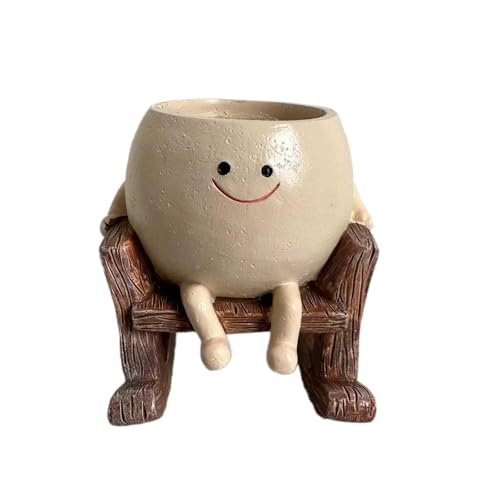 Folpus Schaukelstuhl Blumentopf Blumentopf Pflanzer Tisch Ornament für Büro Terrasse Regal, Hellbraun von Folpus