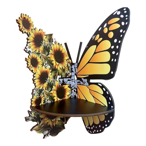Folpus Schmetterling Eckregal, Boho Decor Display -Regal, hölzerne Eckwandregal für Spielzeug Frauen Home Fotos Kinderzimmer Deor, C von Folpus