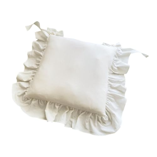 Folpus Stuhlkissen mit Rüschen, Bequemes, Elegantes, Weiches Sitzpolster Im Landhausstil für Den Innenbereich für Essen zu Hause, 45,7 X 45,7 cm, Cremeweiß Folpus Stuhlkissen mit Rüschen, Bequemes, Elegantes, Weiches Sitzpolster Im Landhausstil für Den Innenbereich für Essen zu Hause, 45,7 X 45,7 cm, Cremeweiß von Folpus