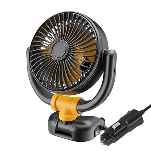 Folpus Tragbarer Auto Kühlluft Einkopf Kompakt Luftzirkulator mit Starkem Wind, 360° Drehbar, für Limousine, Wohnmobil, Geräuscharm, 12V von Folpus