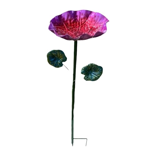 Folpus Vogelbad-Futterschale mit Metallpfahlständer, Lotusblatt-Vogelfutterschale für den Garten, Violett Folpus Vogelbad-Futterschale mit Metallpfahlständer, Lotusblatt-Vogelfutterschale für den Garten, Violett von Folpus