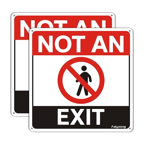 Schild "Not An Exit", 25,4 x 25,4 cm, reflektierendes Aluminium, rostfreies Aluminium, UV-geschützt und wetterfest, für den Innen- und Außenbereich, 2 Stück von Folyming