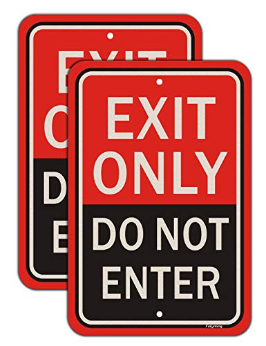 Schilder mit Aufschrift "Exit Only Do Not Enter", 45,7 x 30,5 cm, großes Schild mit Aufschrift "Exit Only don't enter", aus Metall, reflektierend, stabil, rostfrei, Aluminium, wasserdicht, einfach zu von Folyming