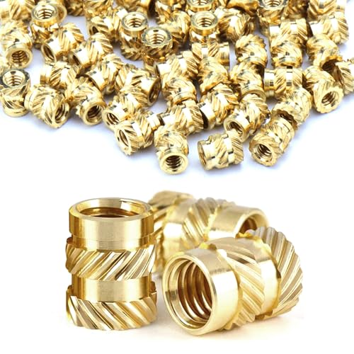 Gewindeeinsatz, Einpressmuttern, Messing Einbettung Muttern Rändelmuttern, Threaded inserts für Kunststoffteiledurch Wärme oder Ultraschall in 3D-Drucker Teile (M2.5 * 6 * 3.5mm-70pcs) von Fomiata