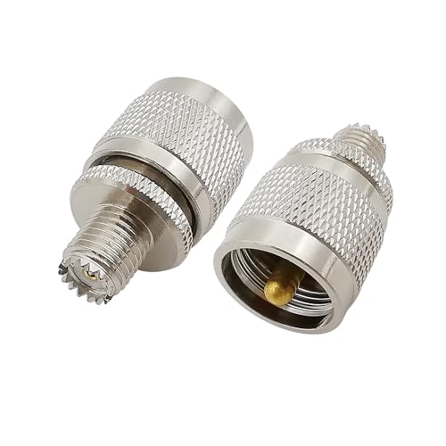2 Stück UHF-Stecker PL259 PL-259 auf Mini-UHF-Buchse RF-Koaxial-Koax-Steckverbinder, gerader Adapter von FonFou