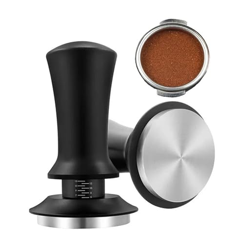 5,1 cm,3,8 Espresso Kaffee Tamper Edelstahl Flache Zum Zerkleinern von Kaffeepulver(5.3cm,Black Flat Base) von FonHNDG