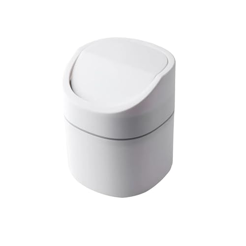 FonHNDG Mini-Abfallbehälter Desktop Müllkorb Home Tisch Kunststoff Mülleimer Für Desktop-Müll(White-b) von FonHNDG