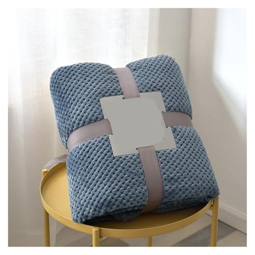 FonHNDG Schmusedecke Nickerchendecke Klimaanlage Decke Einfarbig Verdickte Plaid Flanell Korallen Samt(Blue,70x100cm) von FonHNDG