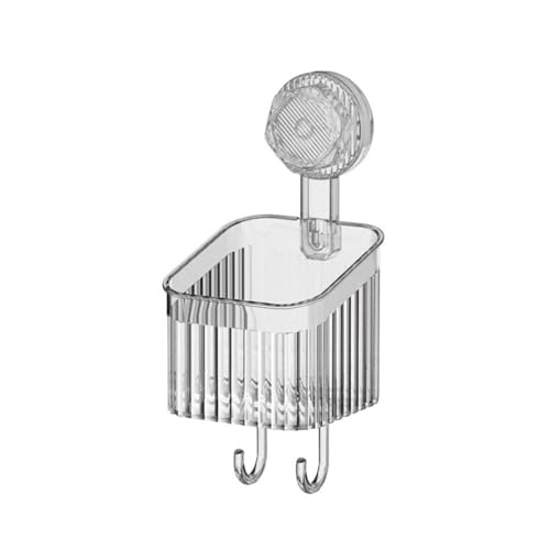 FonHNDG Wandmontierter Saugnapf-Regal-Organizer, transparentes Dusch-Aufbewahrungsregal, schlagfrei, entleerbarer Badezimmer-Duschkorb, Kosmetik Zur Aufbewahrung von Badezimmerzubehör(Clear-2pcs) von FonHNDG