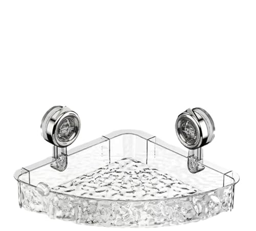 FonHNDG Wellpappe-Saugnapfregal, wandmontiertes Lagerregal ohne Bohren for Badezimmer, Küchen-Organizer, Eckregal, Waschraumregale Zur Aufbewahrung von Badezimmerzubehör(Clear) von FonHNDG