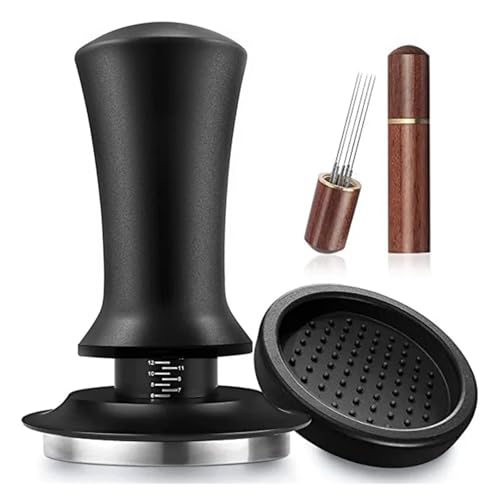Kaffee Tamper Ripple Basis Espresso Barista Feder Geladen Zum Zerkleinern von Kaffeepulver(51mm,Straight handle Set) von FonHNDG
