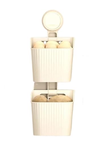Saugnapf-Küchen-Aufbewahrungsbox for Zwiebeln, Ingwer und Knoblauch, Wandregal, Aufbewahrungskorb, keine Löcher for Bohren erforderlich Zur Aufbewahrung von Badezimmerzubehör(White-2layer) von FonHNDG
