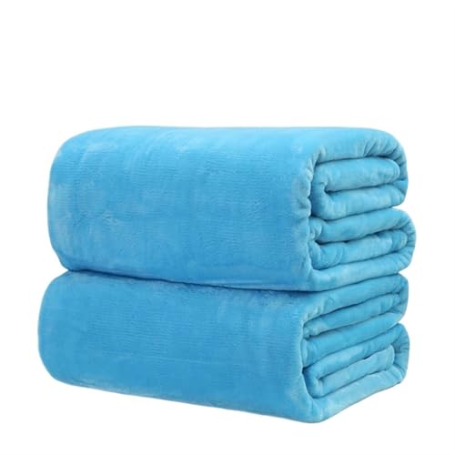 Schmusedecke Einfarbige Korallen-Flanelldecke, kleines Fleece-Blatt, warme, Feste Plüsch-Fleecedecke, Überwurf, Teppich, Sofa, Bettwäsche(Blue) von FonHNDG