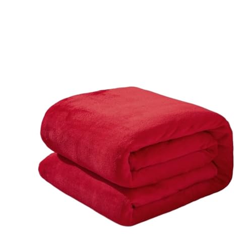 Schmusedecke Winter Flanell Decke Flauschig Warm Weich Sofa Abdeckung Bettdecke Solide Rot Korallen Fleece Plüsch Decken for Betten(70x100cm) von FonHNDG