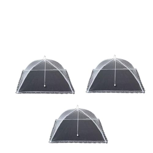 abdeckhauben für lebensmittel Lebensmittel-Regenschirm-Netzabdeckung, faltbare Lebensmittel-Netzabdeckung, Mahlzeit, Gemüse, Obst, atmungsaktive Abdeckung, Küchenzubehör(48x48cm 3pcs) von FonHNDG