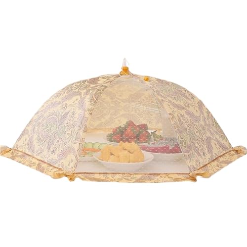 abdeckhauben für lebensmittel Mesh Food Cover Hexagon Foldable Dining Table Organization Classy Umbrella Style Meal Cover(Yellow) von FonHNDG