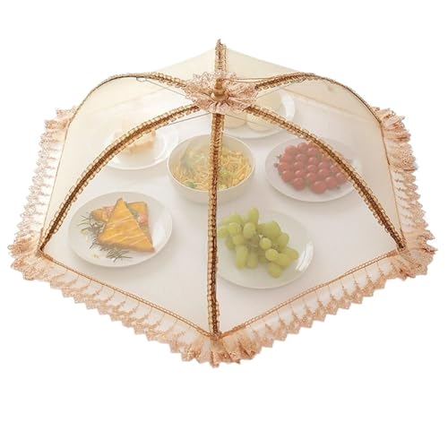 abdeckhauben für lebensmittel Mesh-Lebensmittelabdeckung, sechseckig, faltbar, for die Organisation von Esstischen, stilvolle Mahlzeitabdeckung im Regenschirm-Stil(Light brown) von FonHNDG