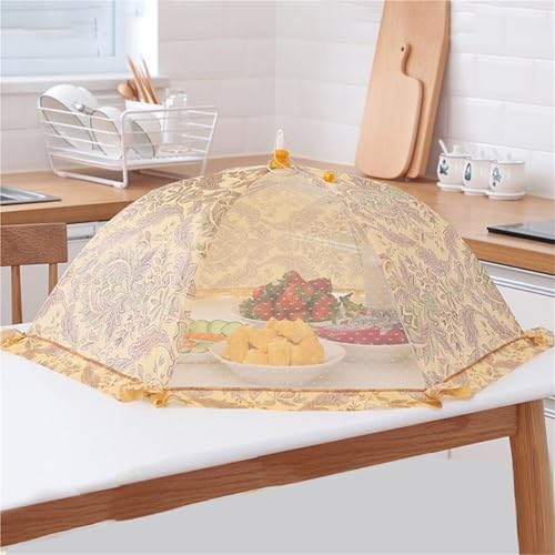 abdeckhauben für lebensmittel Mesh-Lebensmittelabdeckung, sechseckig, faltbar, for die Organisation von Esstischen, stilvolle Mahlzeitabdeckung im Regenschirm-Stil(Yellow) von FonHNDG