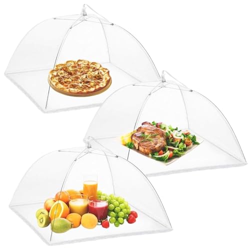 abdeckhauben für lebensmittel Picknick-Lebensmittelabdeckungen for Außennetz: 3/6/12 Packungen 17 Zoll Pop-up-Netz for Obst, zusammenklappbares Regenschirm-Lebensmittelzelt(17 inch-3 PCS) von FonHNDG