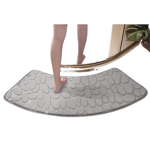 rutschfeste, geschwungene Fußmatte, saugfähige Badezimmermatte, Gebogene Duschmatte Zum Aufsaugen von Wasser nach dem Duschen(Grey,37cmx100cm) von FonHNDG