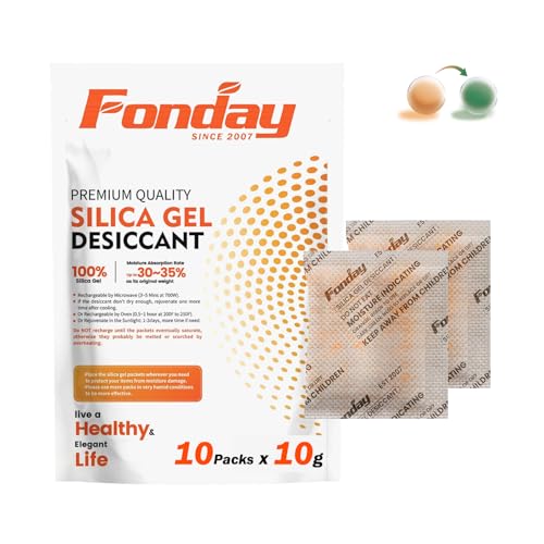 10Gram x 10Packet Fonday Rechargeable Silica Gel Desiccant Packets Food Grade Fast Reactivate Moisture Indicating Orange to Green 10Gram x 10Packet Fonday Rechargeable Silica Gel Desiccant Packets Food Grade Fast Reactivate Moisture Indicating Orange to Green von Fonday